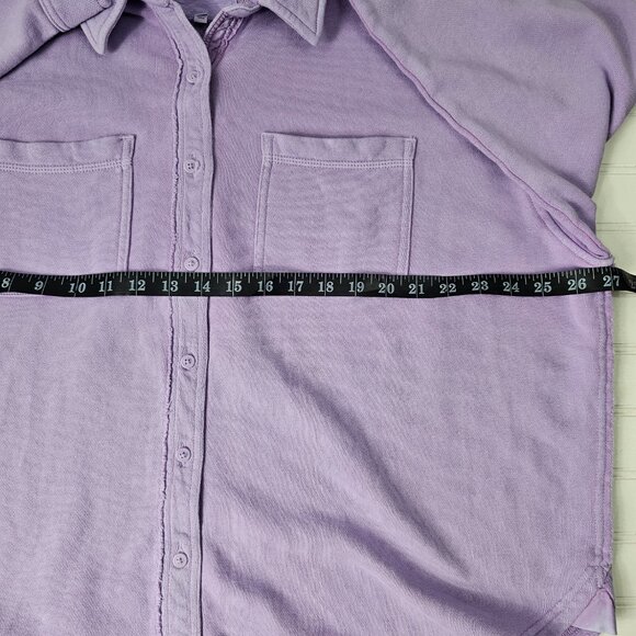 Aerie Lumber Jane Women's Oversized Distressed Shacket Top Lilac Purple Size S - Picture 12 of 14
